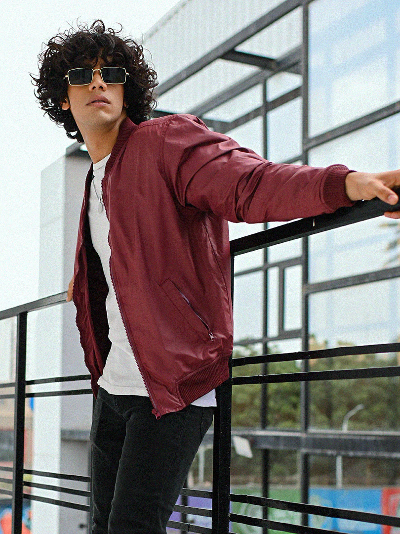 Maroon Majesty Bomber Jacket