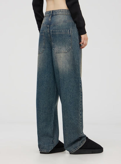 Faded Indigo Barrel-Leg High-Waisted Jeans