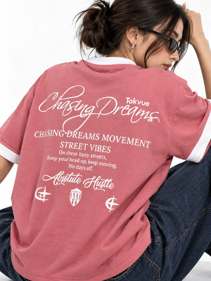 Chasing Dreams Contrast Henley Polo
