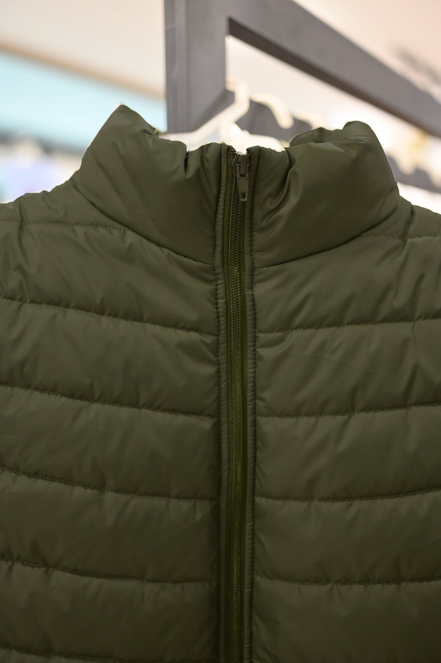 Sleeveless Puffer Jacket Olive Green