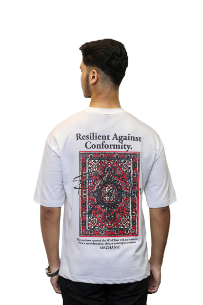 "Ajrak Heritage" White Oversize T Shirt