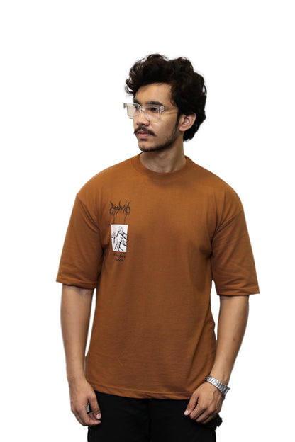 "Everyday Bloods" Graphic Rust Brown Oversize T Shirt