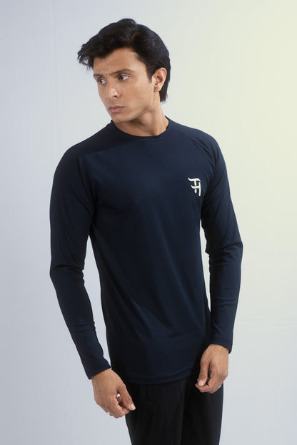 Navy Blue Long-Sleeve Compression Shirt