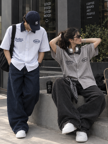 Contrast-Collar Short Sleeve Shirt