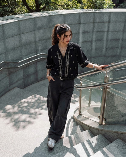 Luxe Embroided Boxy Shirt