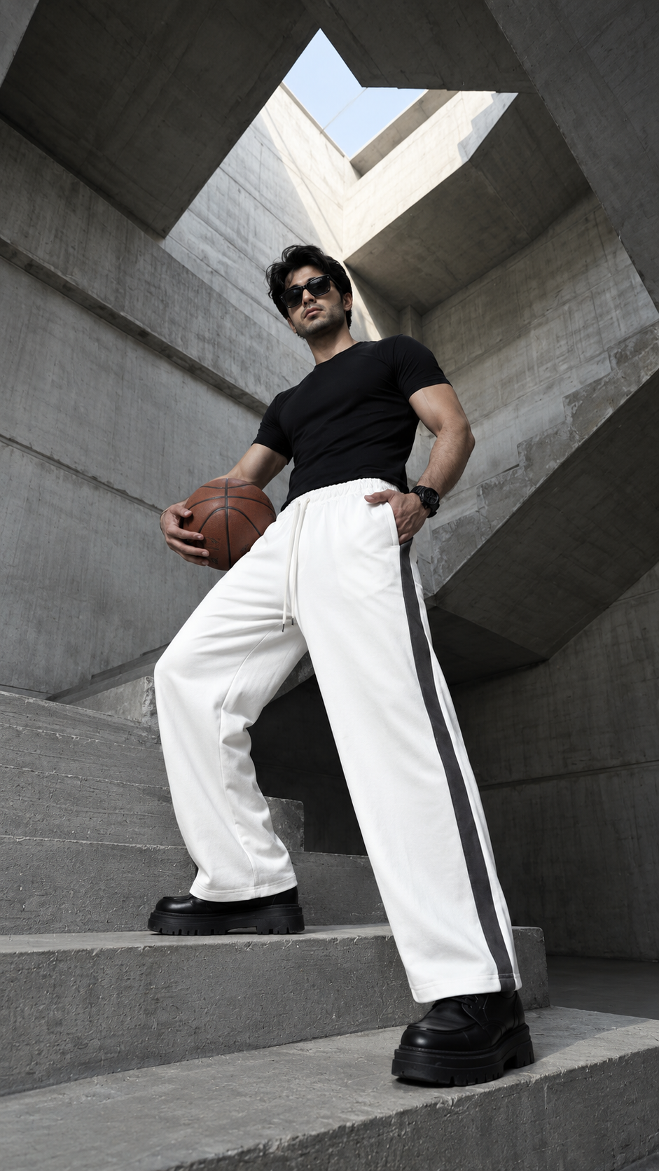 Thick contrast barrel pants