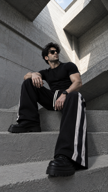 Thick contrast barrel pants