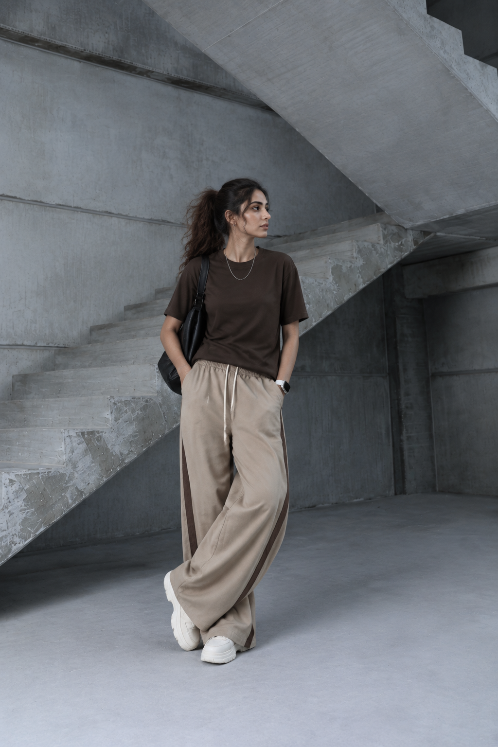 Thick contrast barrel pants