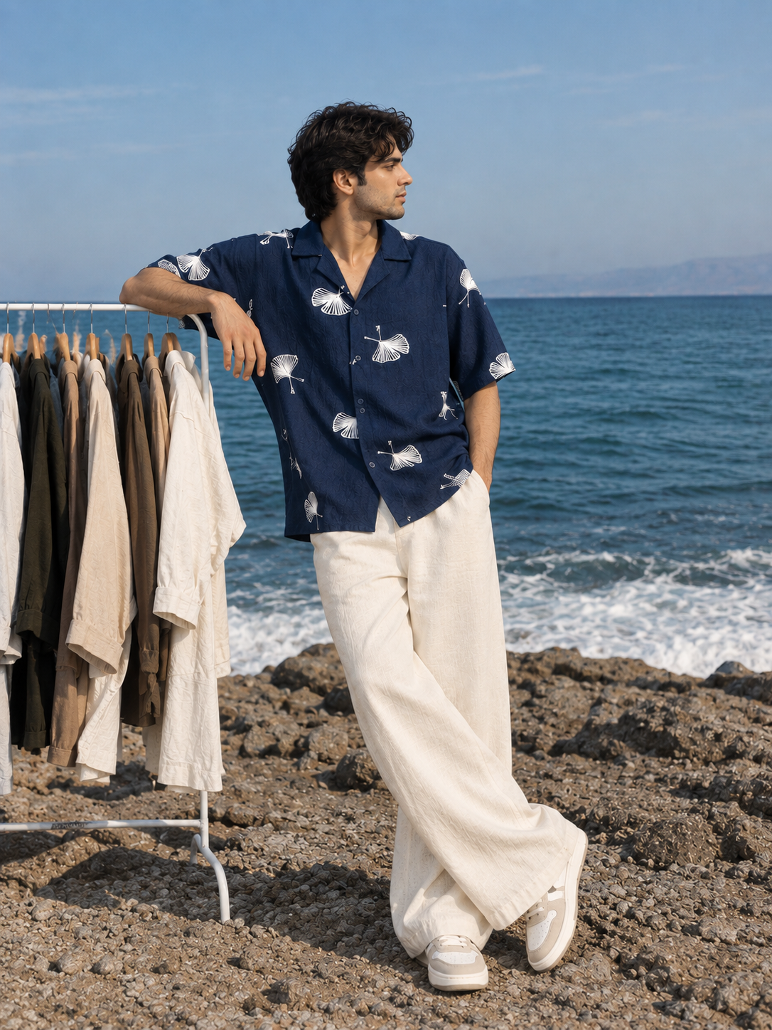 Cuban Collar Embroided Shirt