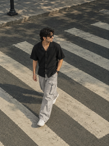 Cuban-Collar Short Sleeve Shirt