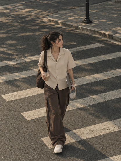 Cuban-Collar Short Sleeve Shirt