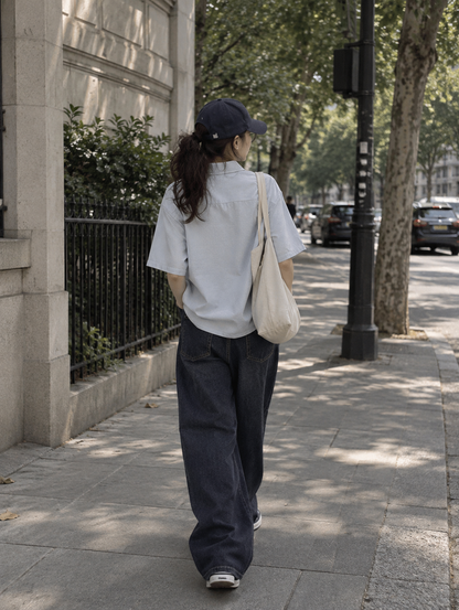 Cuban-Collar Short Sleeve Shirt