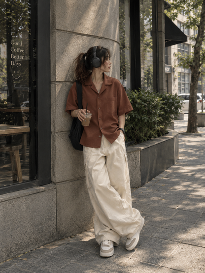 Cuban-Collar Short Sleeve Shirt