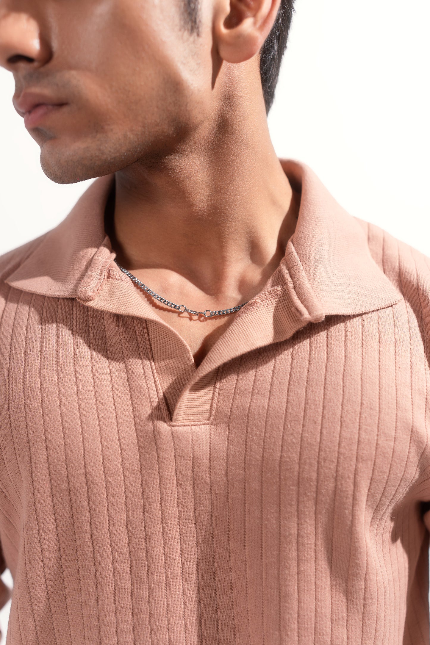 RIBBED KNIT POLO SHIRT