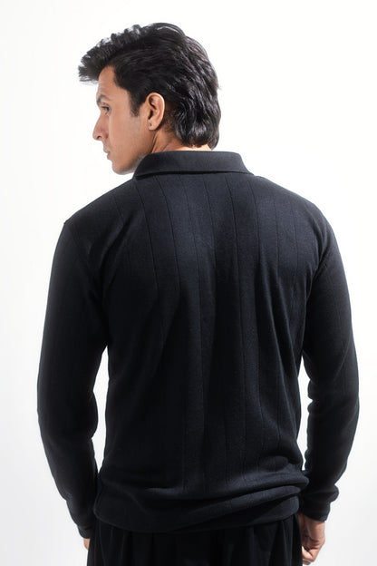 ZIPPER_DROP_NEEDLE_POLO_Black