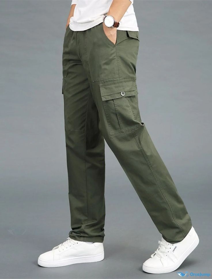 Unisex Olive Green Six-Pocket Cargo Pants