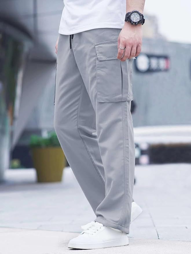 Unisex Light Gray Six-Pocket Cargo Pants