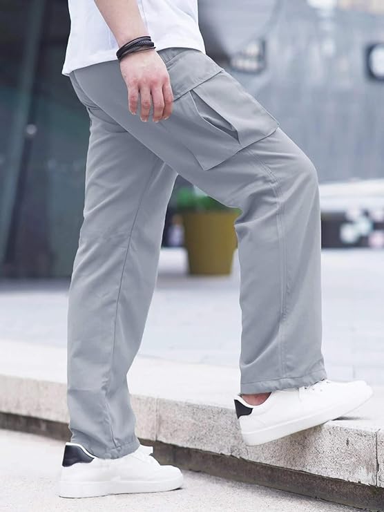 Unisex Light Gray Six-Pocket Cargo Pants