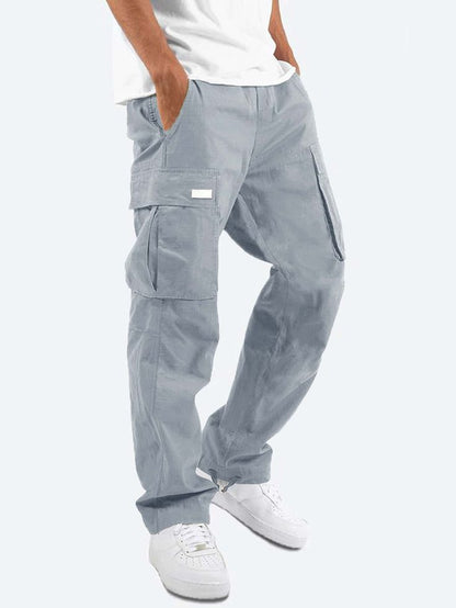 Unisex Light Gray Six-Pocket Cargo Pants