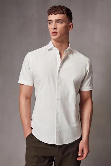 White Linen Short Sleeve Shirt